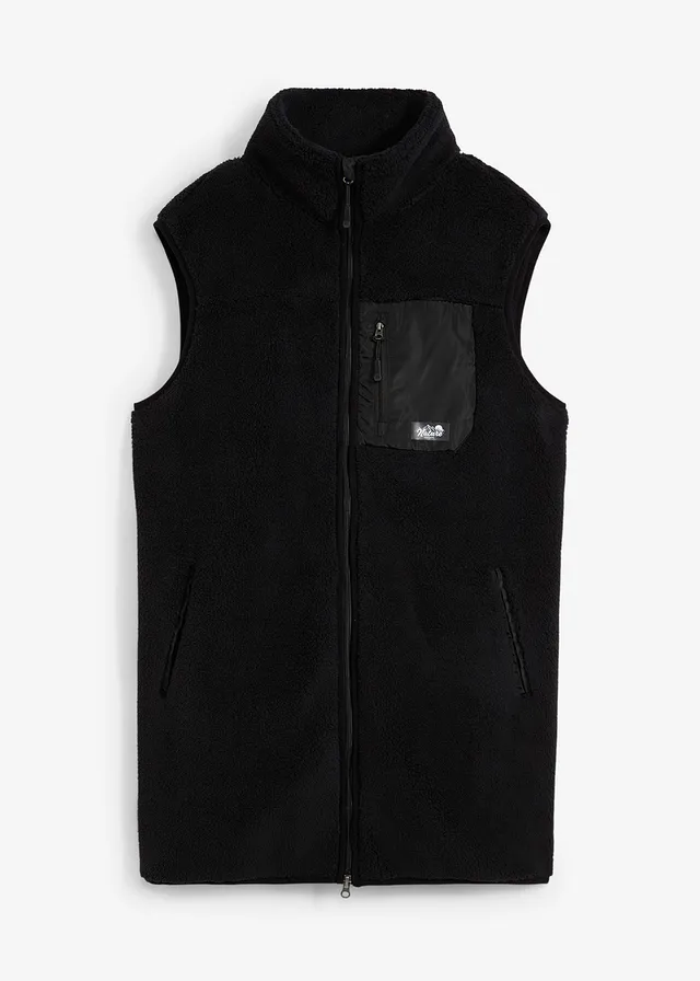 Bodywarmer van teddy fleece, Kleur: zwart