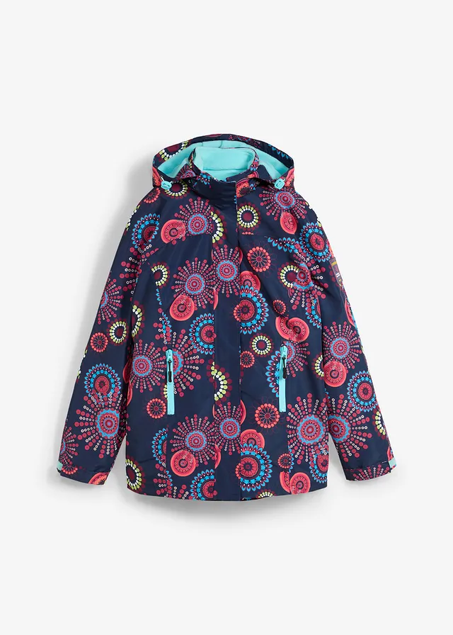 3-in-1 outdoor jas met capuchon, waterdicht, Kleur: donkerblauw grafische print