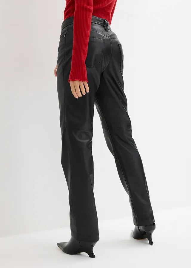 Leren broek van lamsnappa, Kleur: zwart