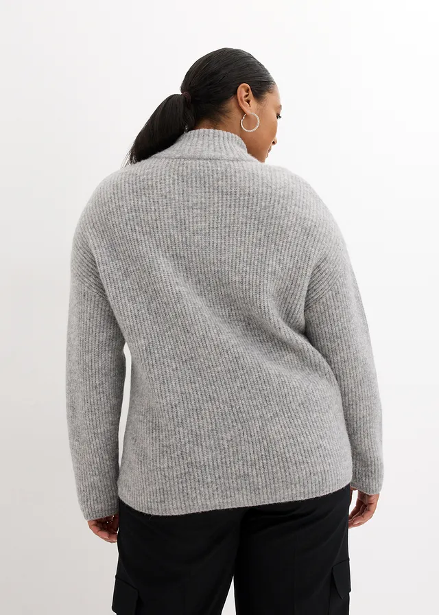 Pull oversize en mélange laine et alpaga, Couleur: gris clair chiné