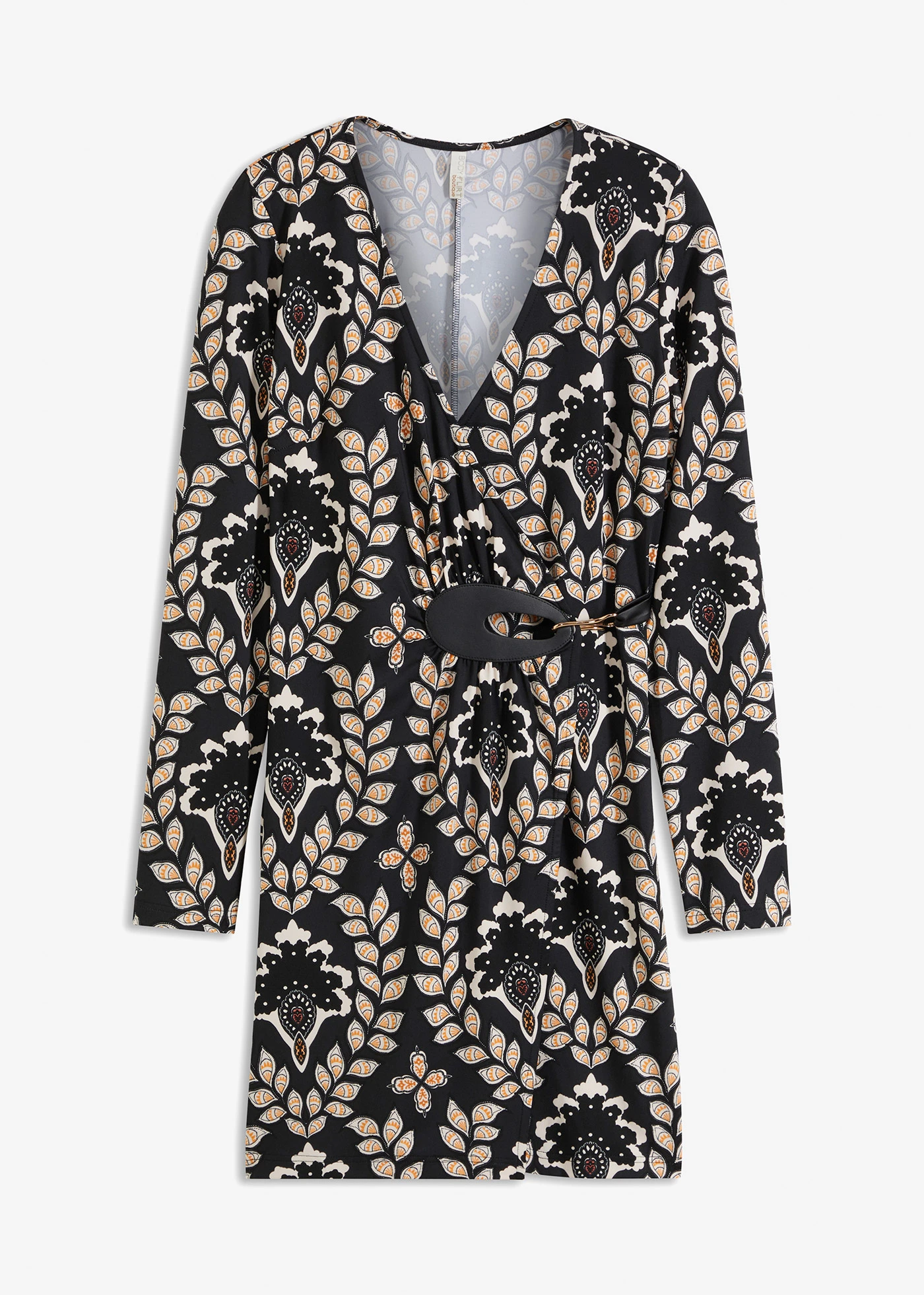 Jurk met accessoire • zwart-beige gedessineerd • bonprix online shop