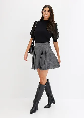 Plisovaná minisukně, barva: černá + bílá