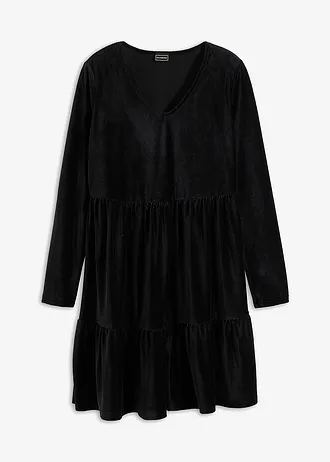Robe courte en velours extensible, Couleur: noir