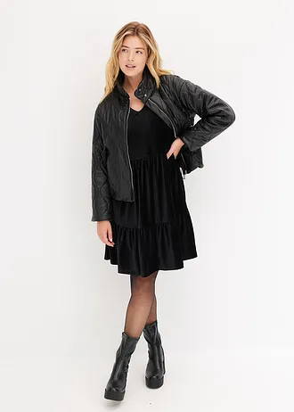 Robe courte en velours extensible, Couleur: noir