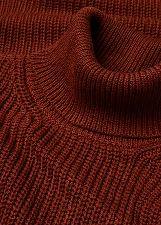 Oversize svetr s rolákovým límcem, z bavlněné směsi • mahagonová hnědá • bonprix obchod