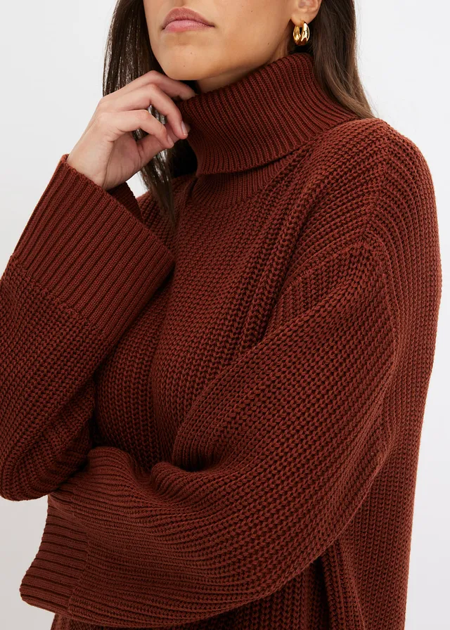 Pull col roulé oversize en coton mélangé • marron acajou • product-page.page-title-suffix