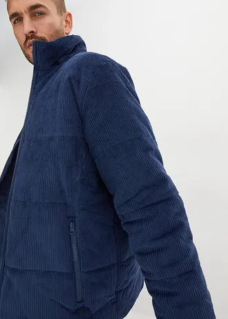 Manšestrová prošívaná bunda s odnímatelnou kapucí • tmavě modrá • bonprix obchod