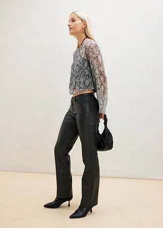 Bluzka shirtowa z nadrukiem • beżowo-czarny we wzór skóry węża • bonprix obchod