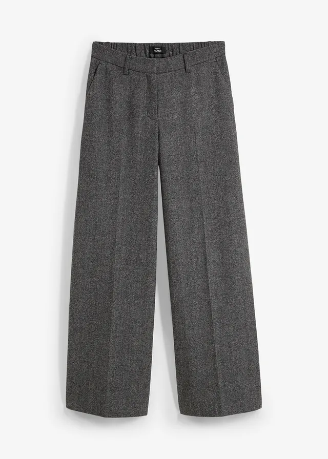Pantalon à motif chevrons, laine majoritaire, Couleur: gris moyen chiné