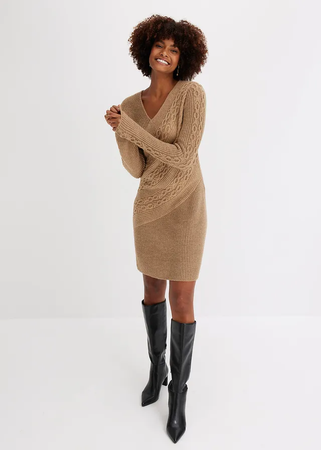 Robe en maille, Couleur: marron clair