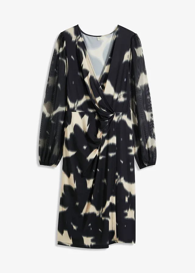 Rochie midi cu mâneci vaporoase din mesh