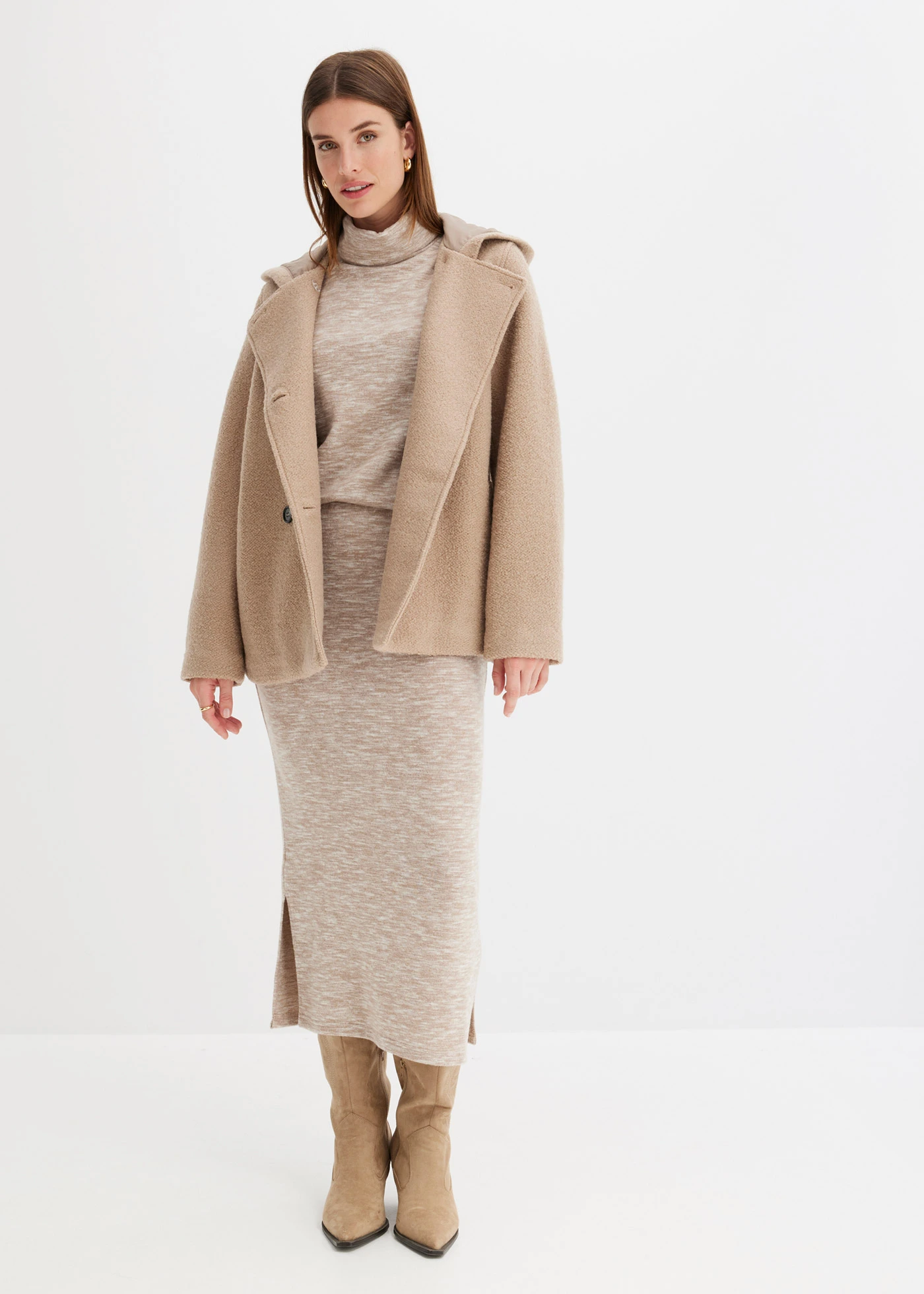 Caban en maille bouclette douce • beige kaki • Boutique bonprix