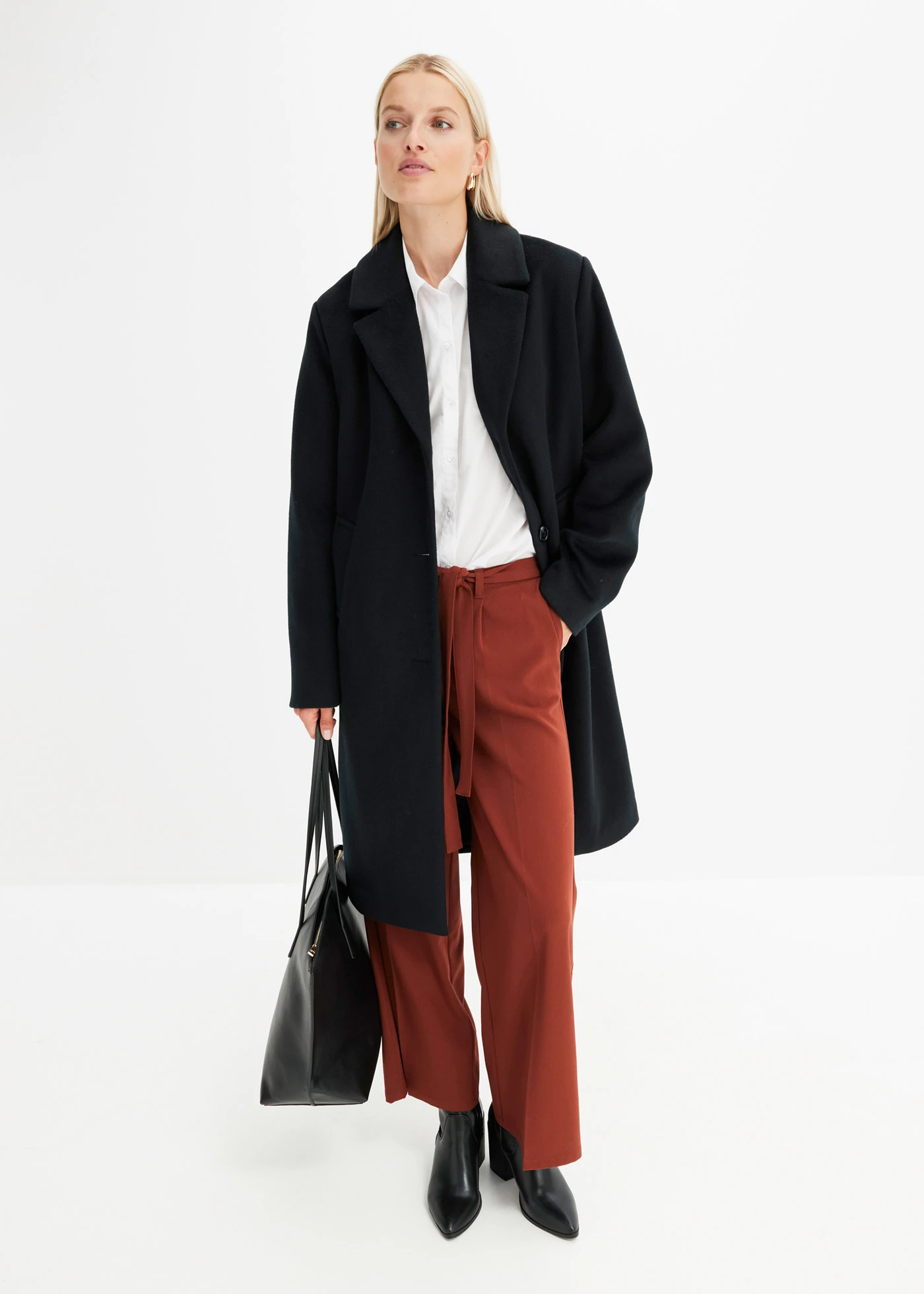 Krátký kabát ve vlněném vzhledu • černá • bonprix obchod