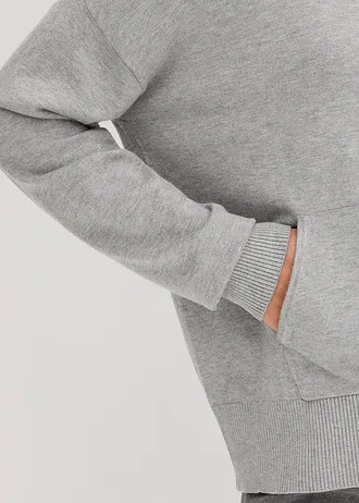 Svetr s kapucí a klokaní kapsou, z viskózové směsi • světle šedý melír • bonprix obchod