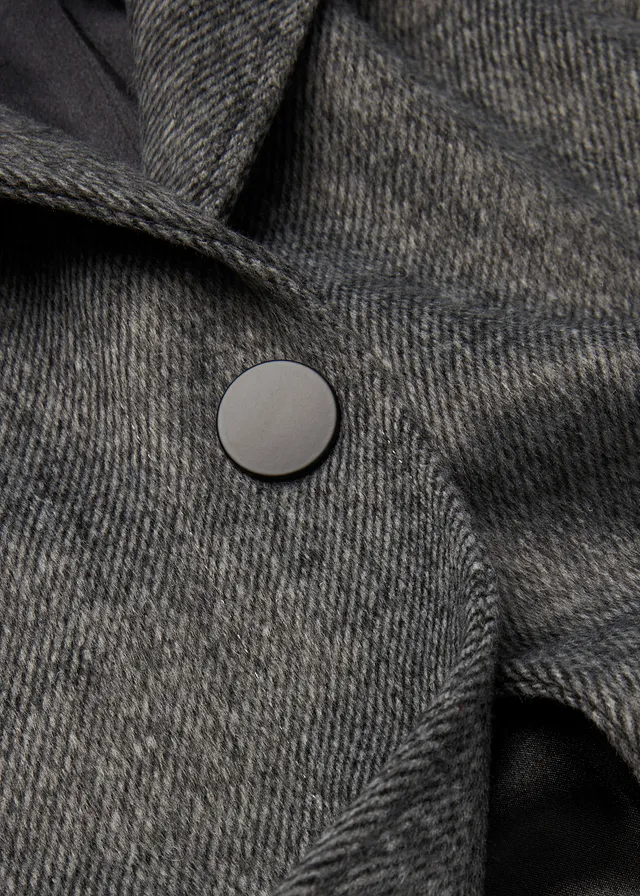 Korte coat in wollen look • zwart gemêleerd • product-page.page-title-suffix