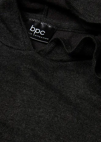 Gebreide hoodie met kangoeroezak van viscosemix, Kleur: antraciet gemêleerd