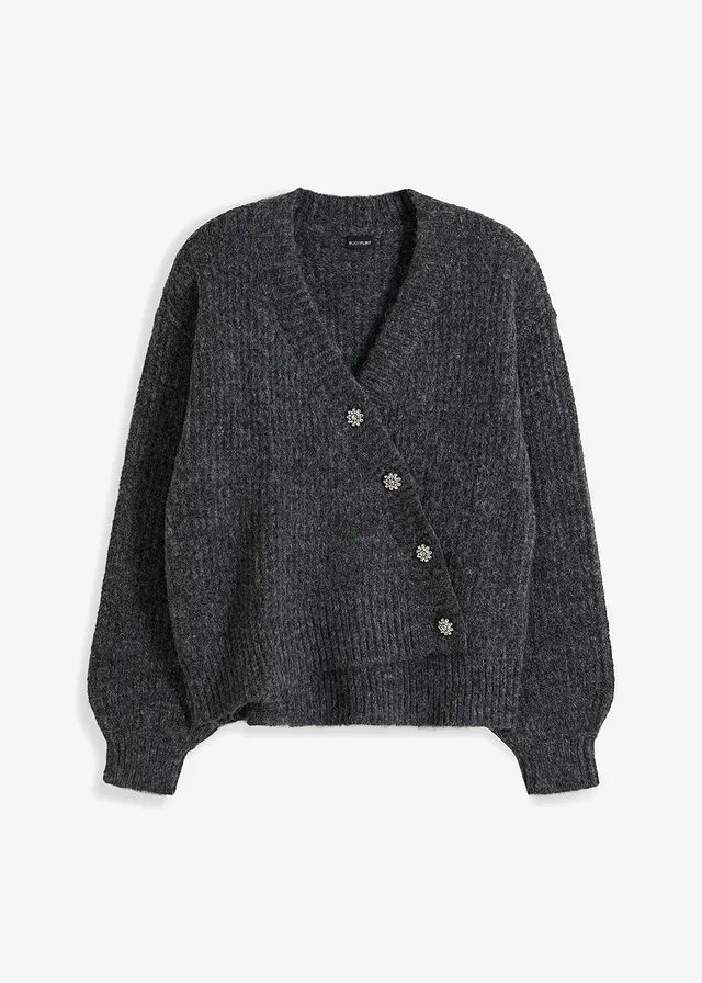 Jachetă din tricot moale cu lână, cu ochiuri mari