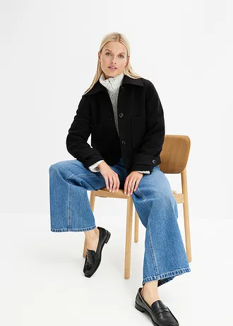 Wide leg jeans met mid waist, Kleur: blauw denim used