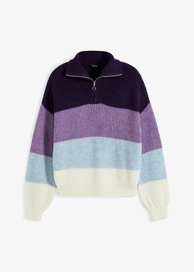 Schipperstrui, Kleur: bessen-lila-lichtpaars-wit gestreept