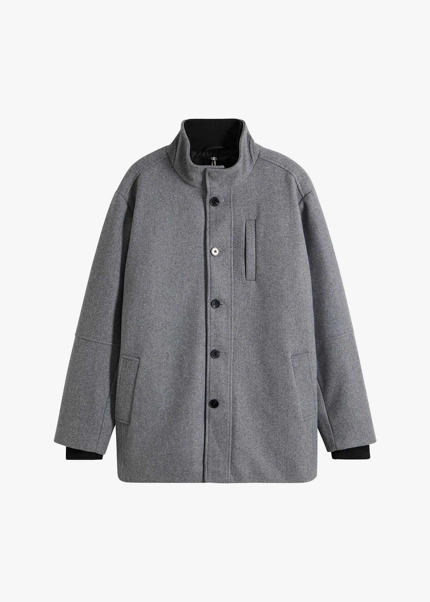 Veste d’hiver aspect laine avec empiècement coupe-vent • gris foncé chiné • Boutique bonprix