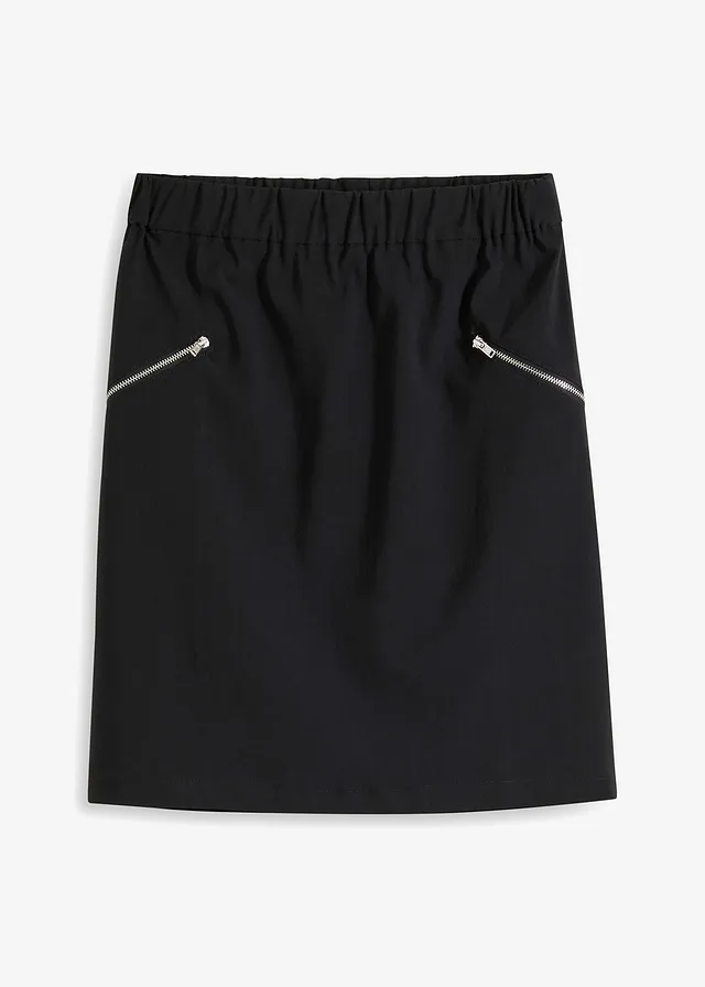 Bengalínová sukně s kapsami na zip • černá • bonprix obchod