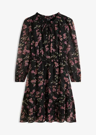 Šifónové šaty • čierna kvetovaná • obchod bonprix