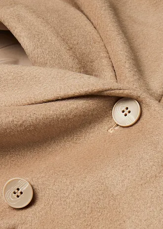 Dvouřadý kabát ve vlněném vzhledu, barva: khaki zelená