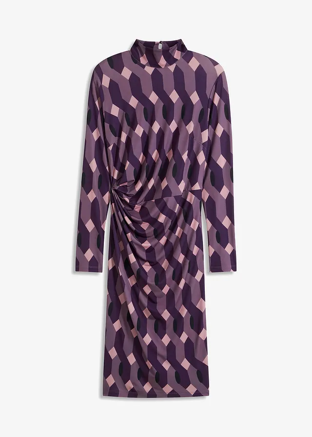 Džersejové šaty so stojačikom a nariasením