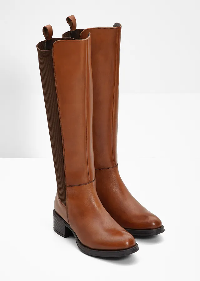 Laarzen van leer, Kleur: cognac