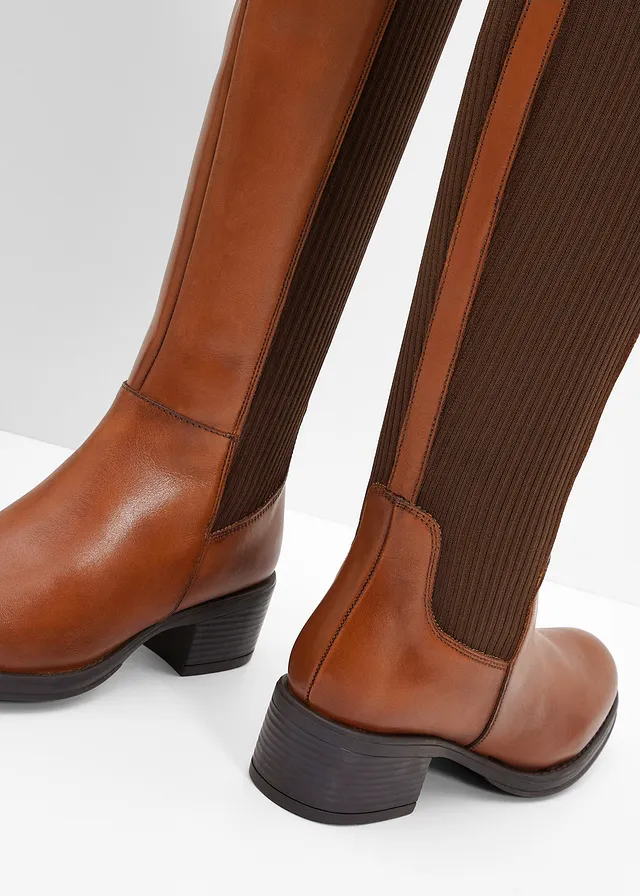 Laarzen van leer, Kleur: cognac