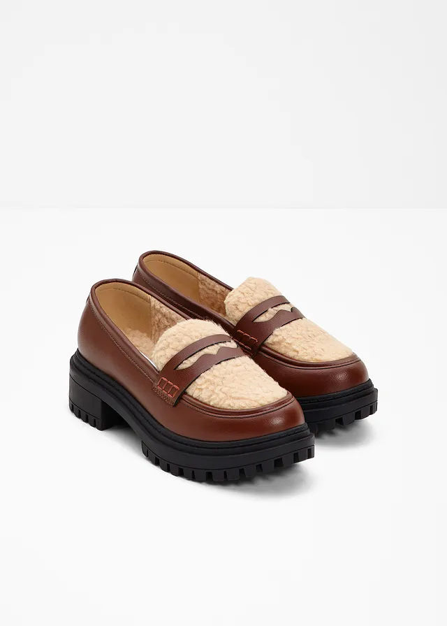 Chunky loafers, Kleur: mahoniebruin