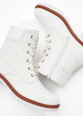 Šněrovací kotníková obuv s podšívkou • přírodní bílá • bonprix obchod