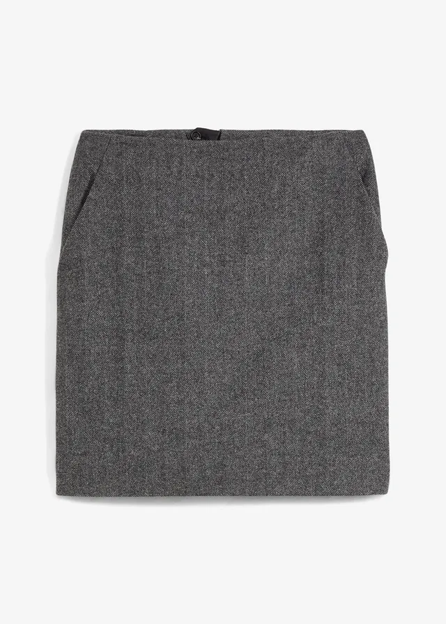 Wollen rok met visgraatpatroon • middengrijs gemêleerd • bonprix online shop