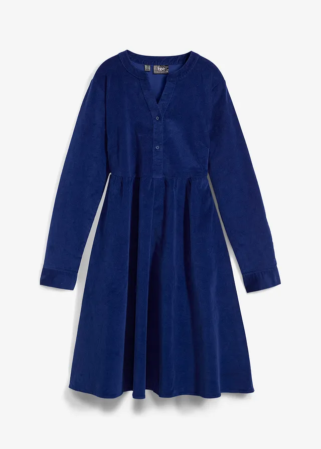 Robe en velours de coton côtelé, Couleur: bleu nuit