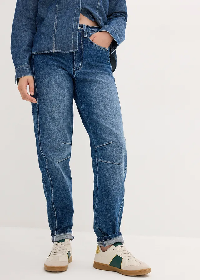 Mom jeans met high waist • blauw denim used • product-page.page-title-suffix