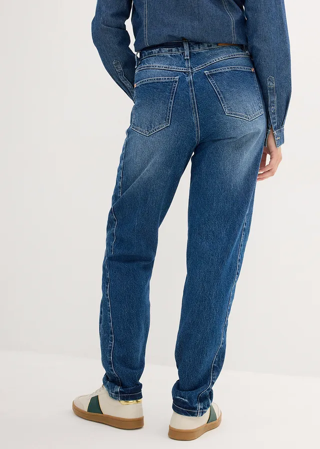 Mom jeans met high waist • blauw denim used • product-page.page-title-suffix