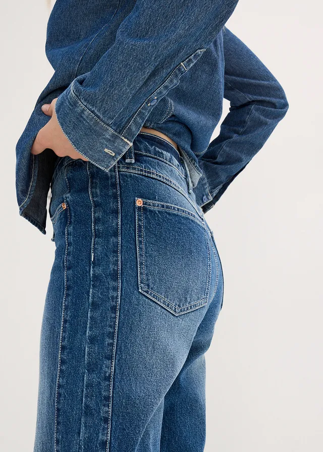 Mom jeans met high waist • blauw denim used • product-page.page-title-suffix