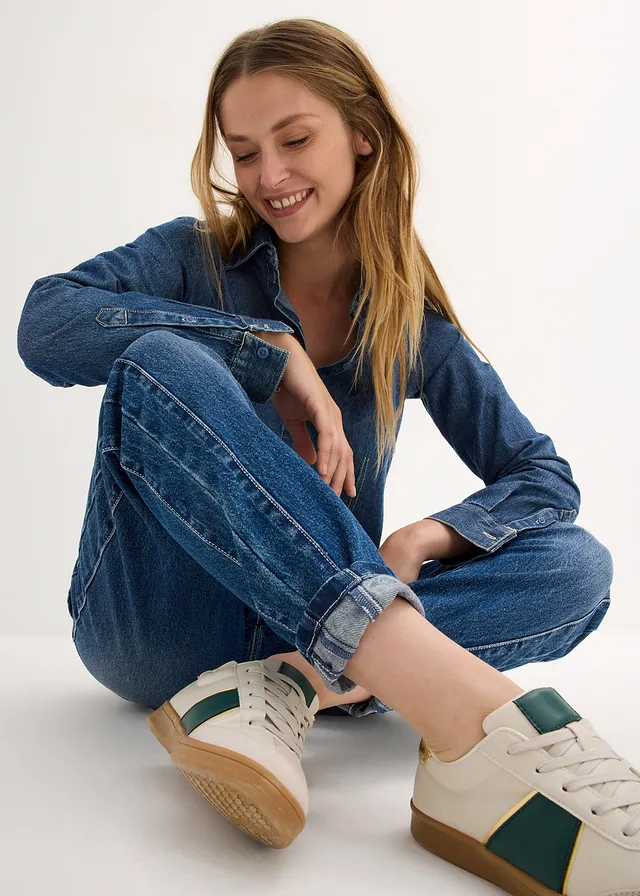 Mom jeans met high waist • blauw denim used • product-page.page-title-suffix