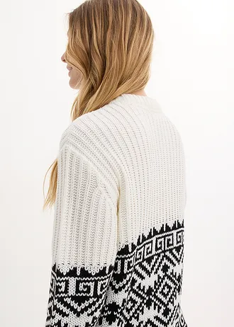 Dlouhý svetr s norským vzorem • černo-bílá s norským vzorem • bonprix obchod
