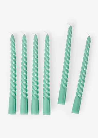 Lot de 6 bougies torsadées Boltze • vert clair • Boutique bonprix
