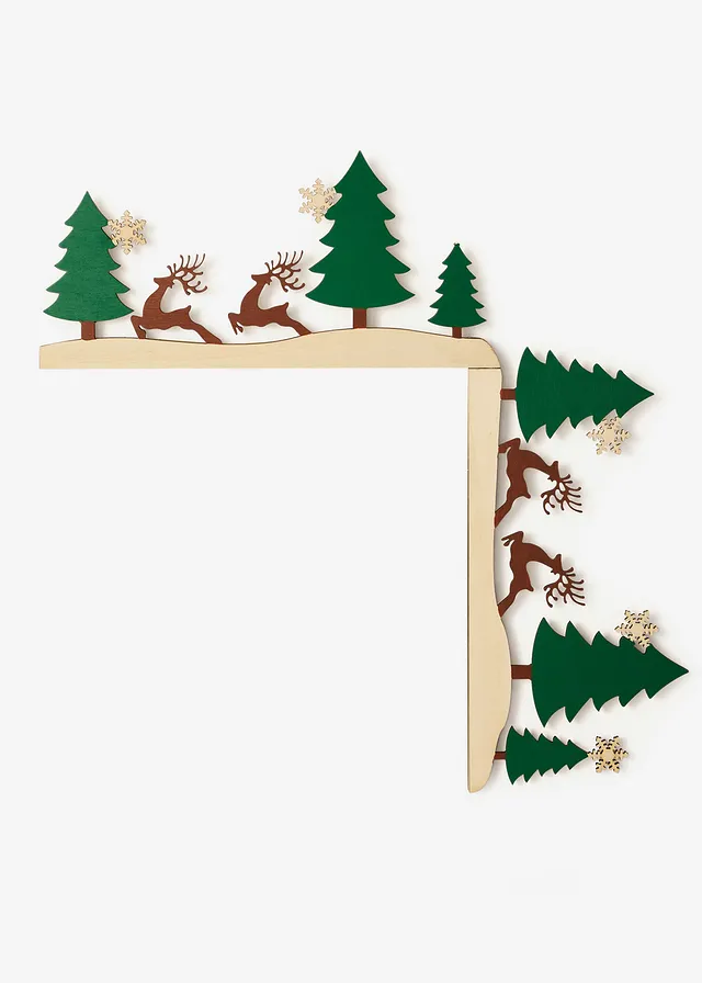 Accesoriu Crăciun pentru rama uşii, culoare: verde închis-bej natur