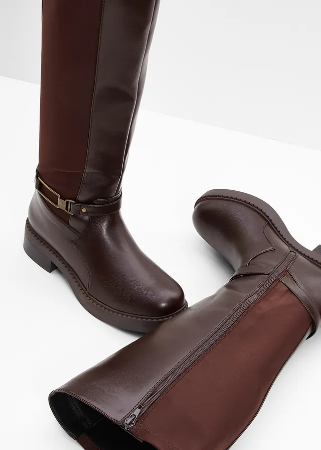Bottes tige large, Couleur: marron foncé