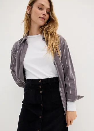 Stretch corduroy midi rok met knoopsluiting • zwart • bonprix online shop