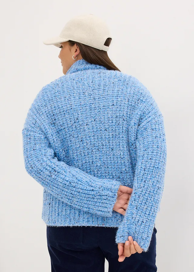 Schipperstrui met oversized schouders, Kleur: briljantblauw-wolwit-donkerblauw gemêleerd