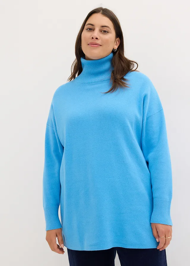 Geribde trui van puur katoen, Kleur: briljantblauw