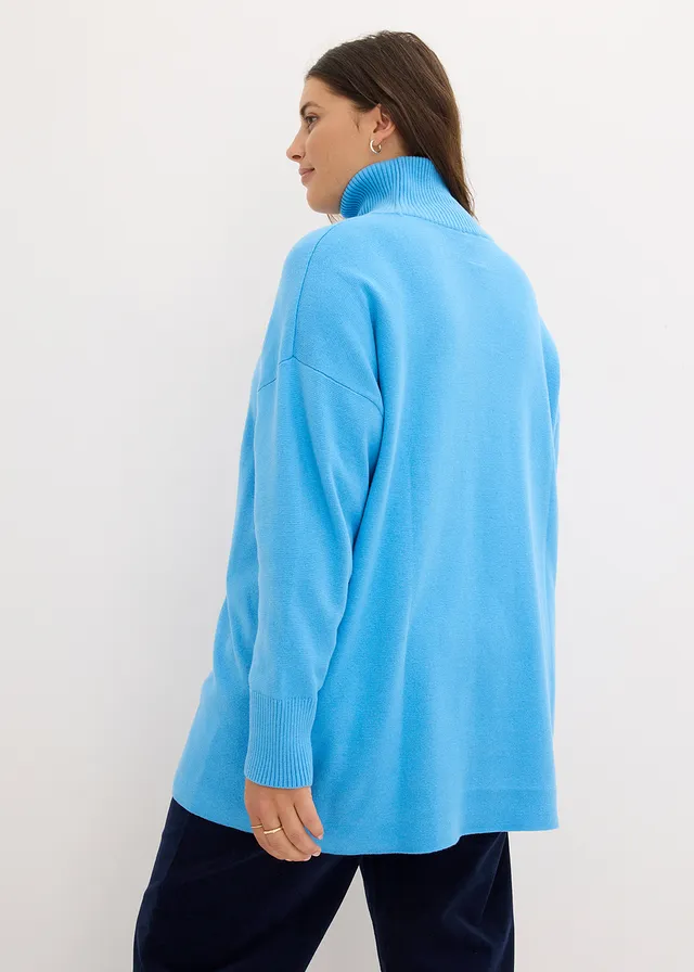 Geribde trui van puur katoen, Kleur: briljantblauw