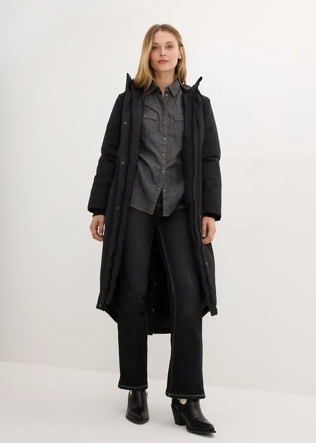 Manteau d’hiver avec intérieur matelassé, Couleur: noir
