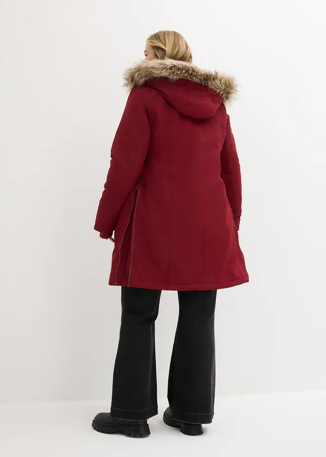 Manteau de grossesse 3-en-1 coupe-vent et imperméable avec fonction portage, Couleur: rouge rubis