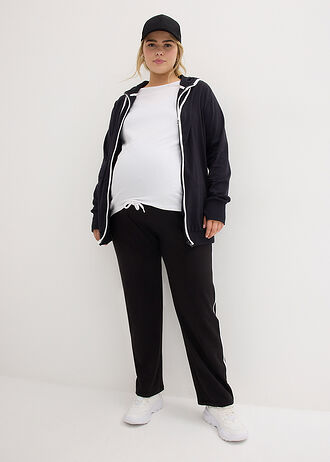 Stretch joggingpak van katoen (2-dlg. set), Kleur: zwart