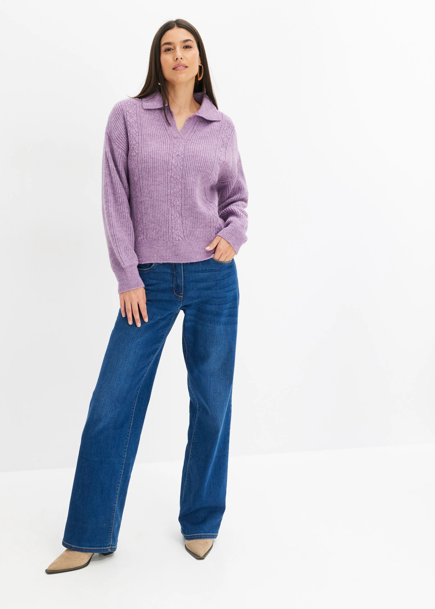 Svetr • fialový melír • bonprix obchod